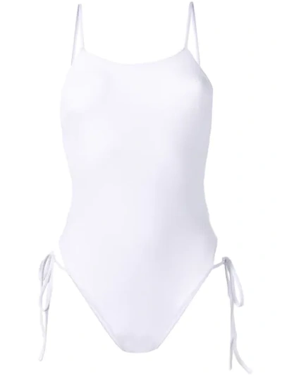 Angelys Balek Side Tie Swimsuit In White