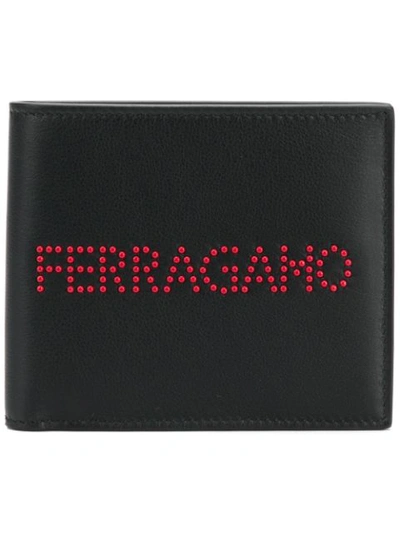 Ferragamo Logo Studded Bi-fold Wallet In Black