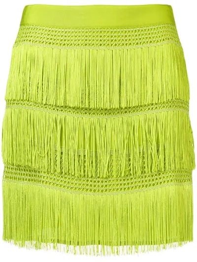 Alberta Ferretti Fringed Mini Skirt In Green