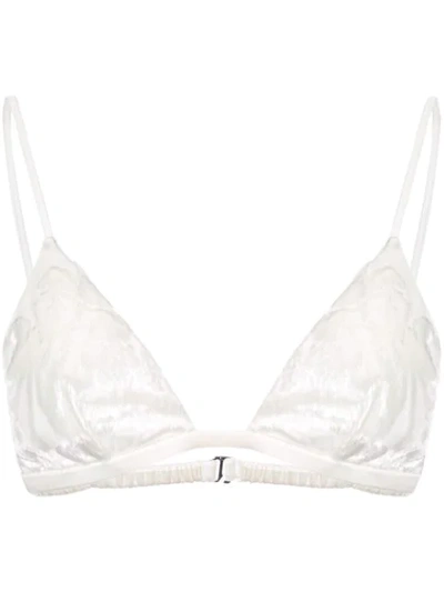 Fleur Du Mal Velvet Triangular Bra In White