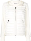 Moncler Padded Front Zipped Hoodie In White