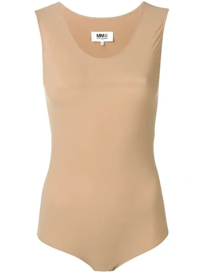 Mm6 Maison Margiela Fitted Bodysuit In Neutrals