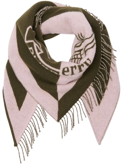 Burberry Bandana In Crest Detail Wool Cashmere In Pink