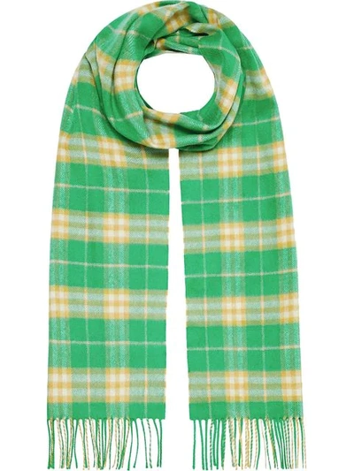 Burberry The Classic Vintage Check Cashmere Scarf In Green
