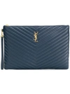 Saint Laurent Large Clutch Bag In Blue