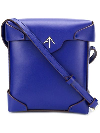 Manu Atelier Mini Pristine Leather Box Bag In Electric Blue