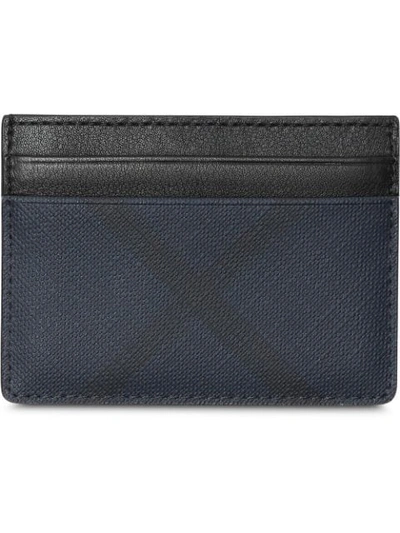 Burberry London Check And Leather Card Case In Blue