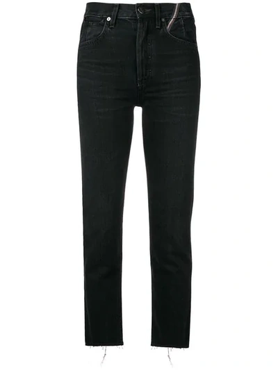 Jean Atelier Frayed Straight-leg Jeans In Black