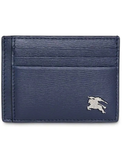 Burberry London Leather Money Clip Card Case In Blue