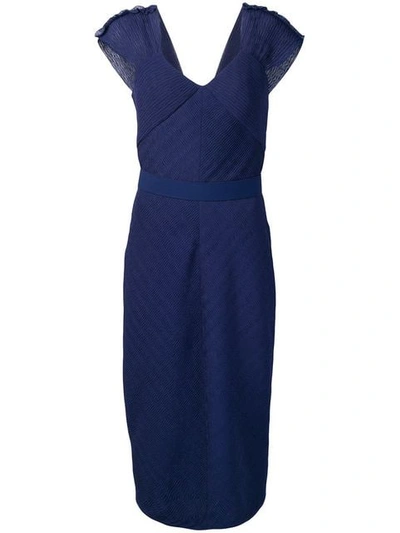 Max Mara Ananas Fitted Dress In Blue