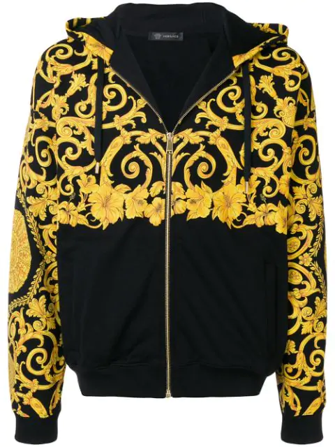 versace baroque print hoodie