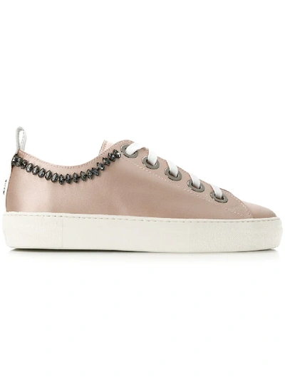 N°21 Embellished Leather Sneakers In Neutrals