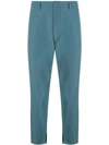 Prada Cropped Techno Stretch Trousers In Blue