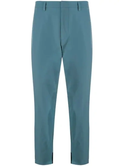 Prada Cropped Techno Stretch Trousers In Blue