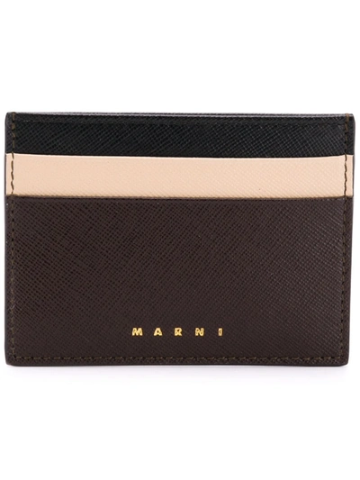 Marni Logo Embossed Card Holder In Brown