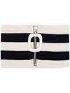 Jw Anderson Navy And Cream Striped Zip Up Wool Neck Cuff In White