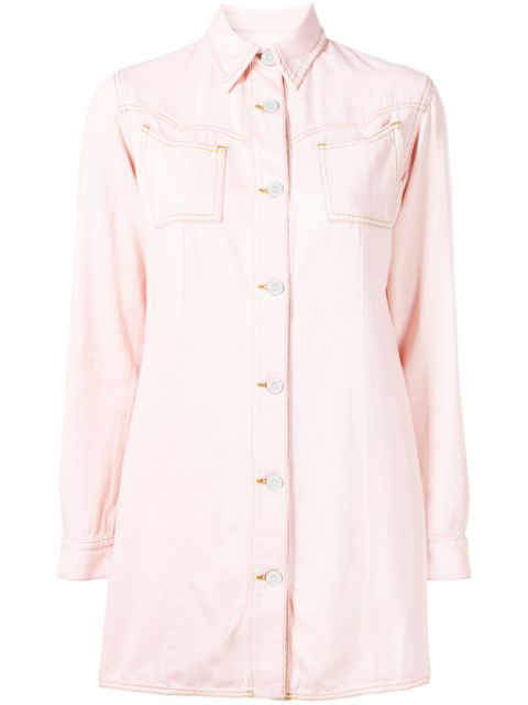 pink denim shirt dress