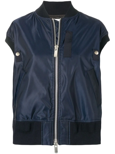 Sacai Sleeveless Bomber Jacket In Blue