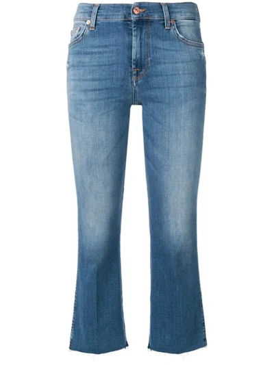7 For All Mankind Cropped Straight Jeans In Blue