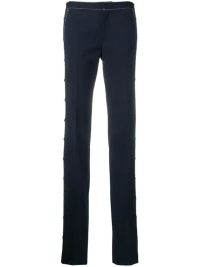 Red Valentino Contrast Stitch Slim Fit Trousers In Blue