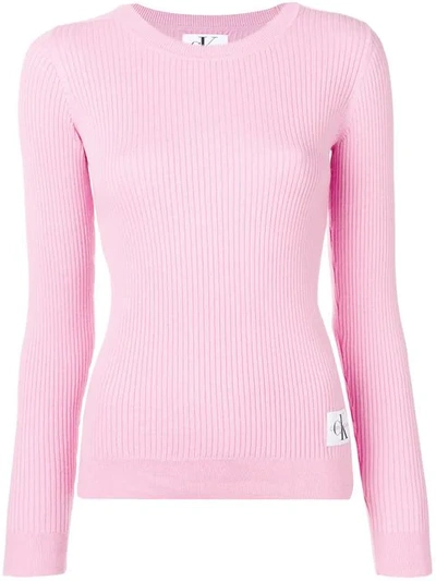 Calvin Klein Jeans Est.1978 Ribbed Knit Sweater In Pink