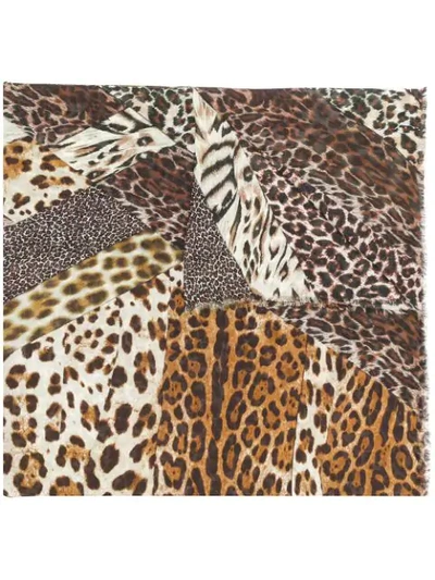 Pierre-louis Mascia Panelled Leopard Scarf - Brown