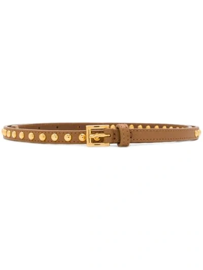 Prada Stud Detail Belt In Brown