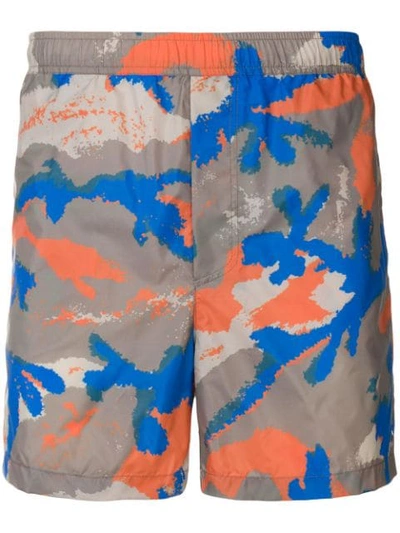 Valentino Camouflage Swim Shorts In Grey