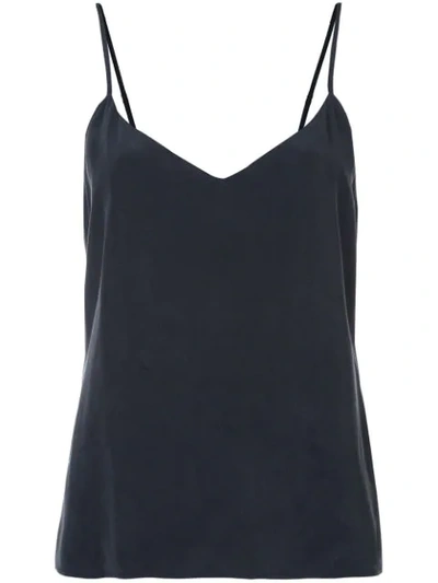 L Agence Basic Silk Top In Blue