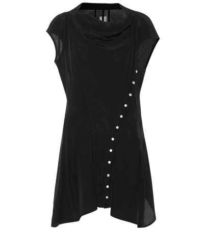 Rick Owens Cowl-neck Snap-side Top In Black