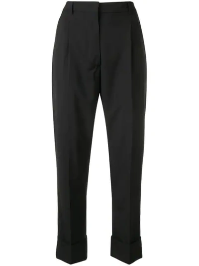 Prada Cropped Tailored Trousers In F0002 Nero