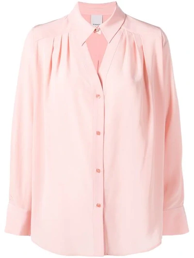 Pinko Cut Out Neck Oversized Shirt In Pink