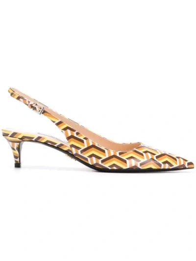 Prada Sling Back Pumps In Brown