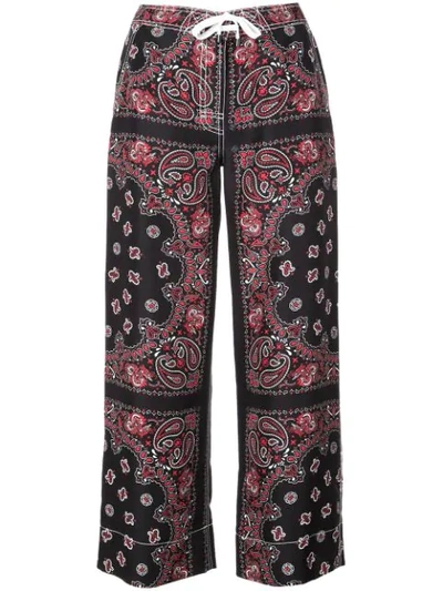 Alexander Wang Red-black Cotton Trousers In Nero/rosso