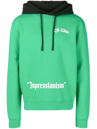 Off-white Impressionism Cotton Hooded Sweatshirt In Green