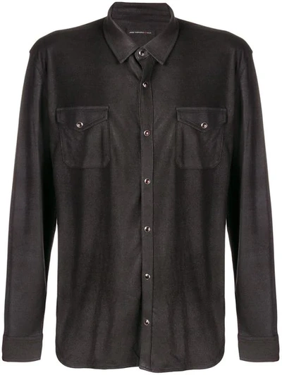 John Varvatos Coated Slim Fit Western Shirt In Black