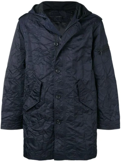 John Varvatos Crumpled Effect Parka Coat In Blue