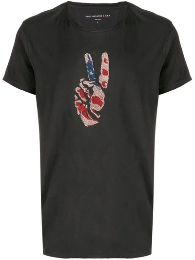 John Varvatos Men's Peace Hand Embroidered T-shirt In Black