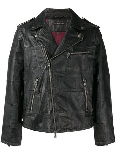 John Varvatos Leather Biker Jacket In Black