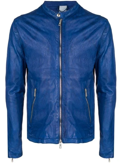 Giorgio Brato Zipped Leather Jacket In Blue