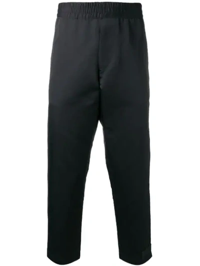 Prada Cropped Track Style Trousers In Black
