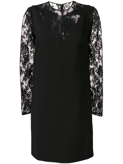 Givenchy Lace-inset V-illusion Mini Dress In Black