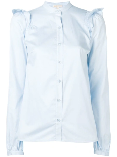 Michael Kors Ruffle Detail Shirt In Blue