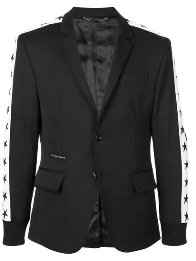 Philipp Plein Star Stripe Blazer In Black
