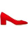 Chloé Lauren Scallop-edged Suede Pumps In Red