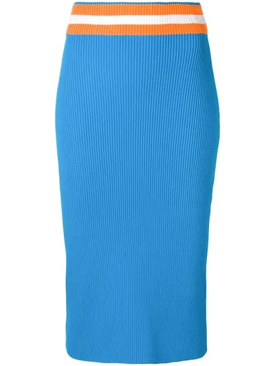Calvin Klein Midi Pencil Skirt In Blue