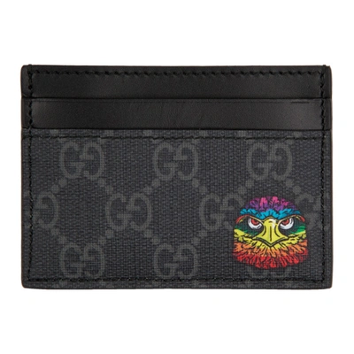 Gucci Gg Supreme Eagle Head Cardholder In 1087 Black