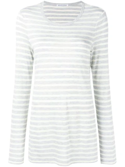 Alexander Wang T Striped Long Sleeved T-shirt In Grey