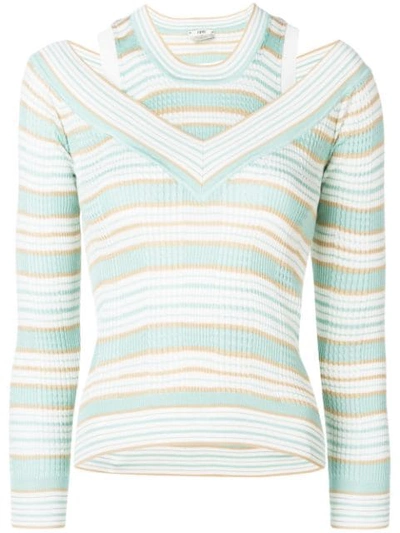 Fendi Striped Layered Look Knitted Top In Green