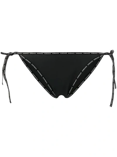 Versace Logo Bikini Bottoms In Black